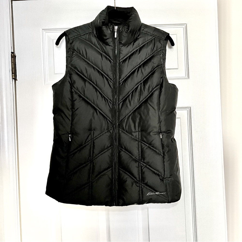 Eddie Bauer Black Goose Down Puffer Vest S Lightweight Gorpcore Casual Layering
